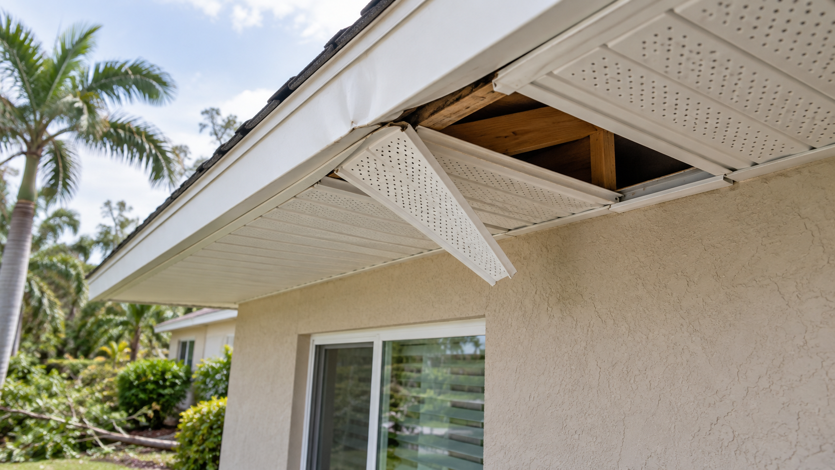 hurricane damage to gutters, soffit and fascia